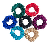 Bow Glow Premium Satin Silk Scrunchies - Dark Shades Collection | 7-Pack, Small