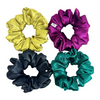 Bow Glow Premium Satin Silk Scrunchies - Royal Glow Collection | 4-Pack, Medium