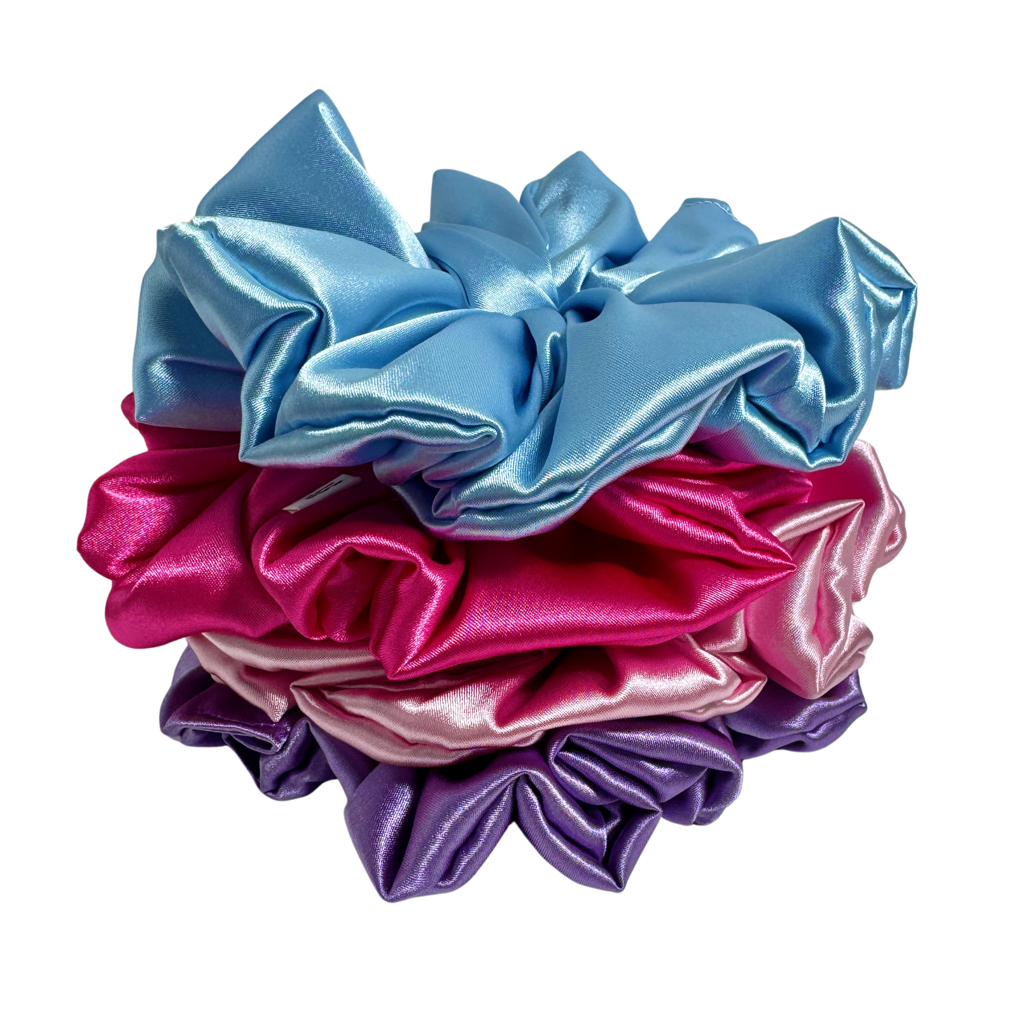 Bow Glow Premium Satin Silk Scrunchies - Sweet Glow Collection | 4-Pack, Large