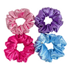 Bow Glow Premium Satin Silk Scrunchies - Sweet Glow Collection | 4-Pack, Medium