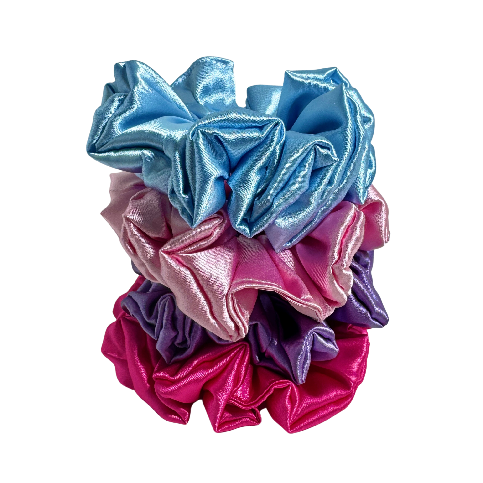 Bow Glow Premium Satin Silk Scrunchies - Sweet Glow Collection | 4-Pack, Medium